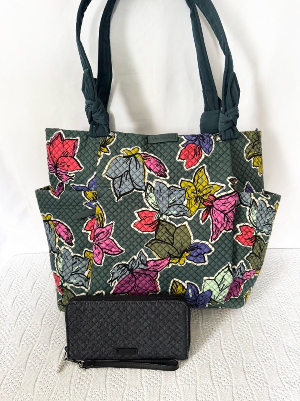 Vera Bradley EUC 2pc Hadley “falling flowers" tote and NWOT denim Vera wallet